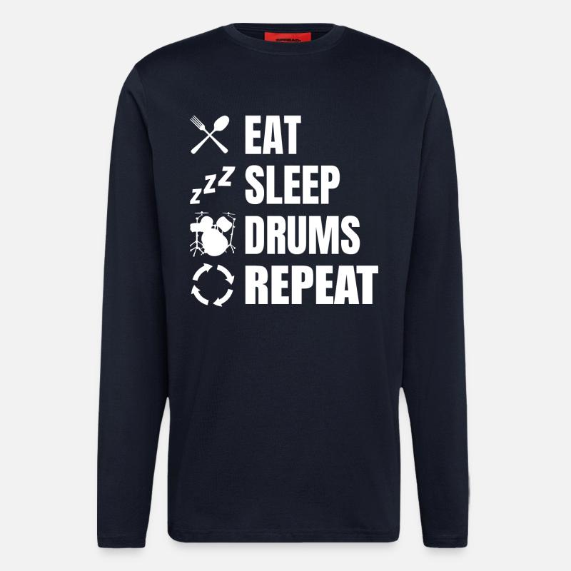 Eat Sleep Drums Repeat - Langarmshirt - made by SPREAD  - DARK NAVY