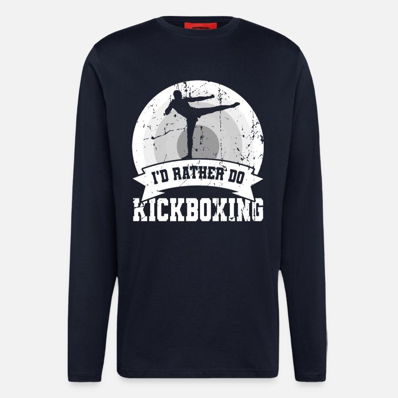Ich würde lieber Kickboxen - Langarmshirt - made by SPREAD  - DARK NAVY