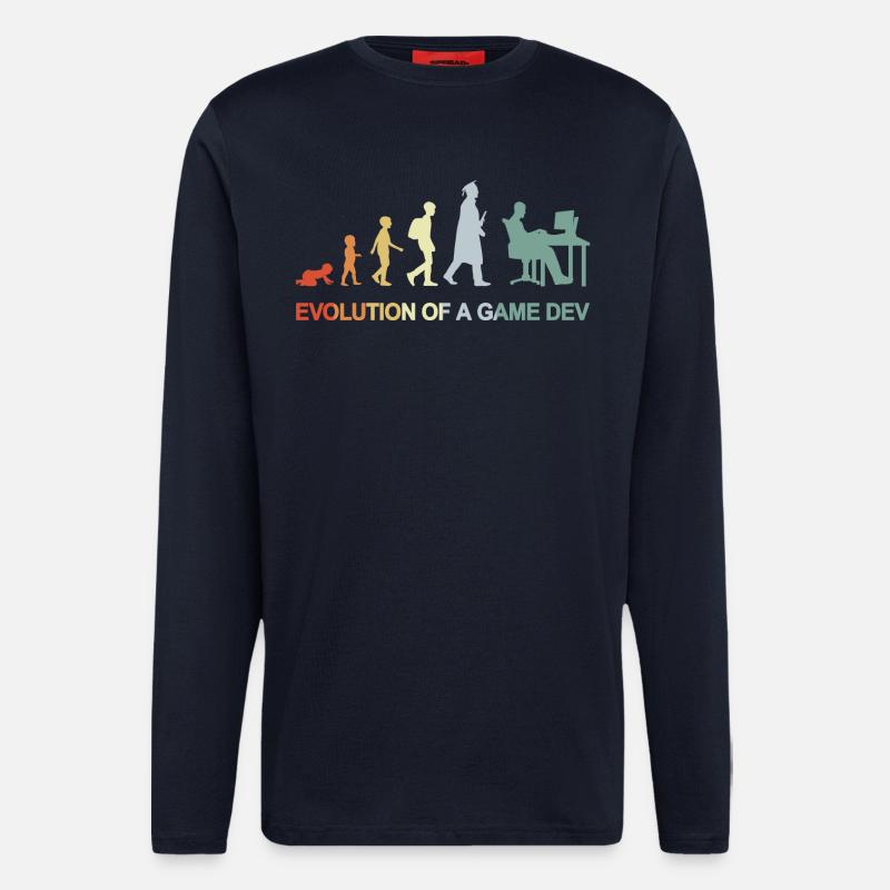 Game Dev Evolution - Langarmshirt - made by SPREAD  - DARK NAVY