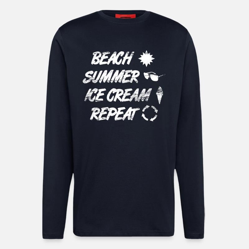 Plage Été Crème glacée Répétition - Manches longues bio décontracté fabriqué en UE - DARK NAVY