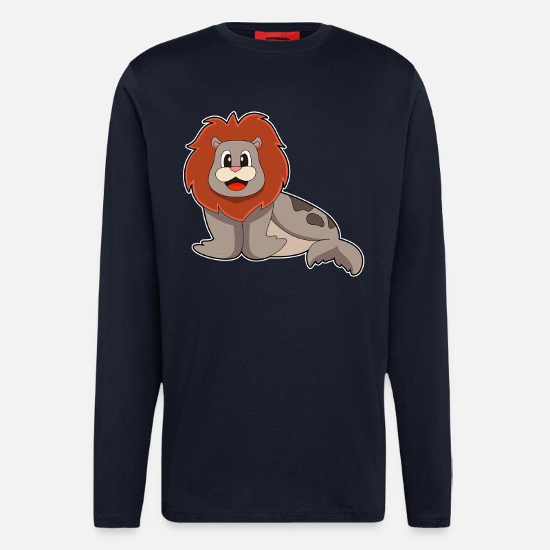Lion de phoque - Manches longues bio décontracté fabriqué en UE - DARK NAVY