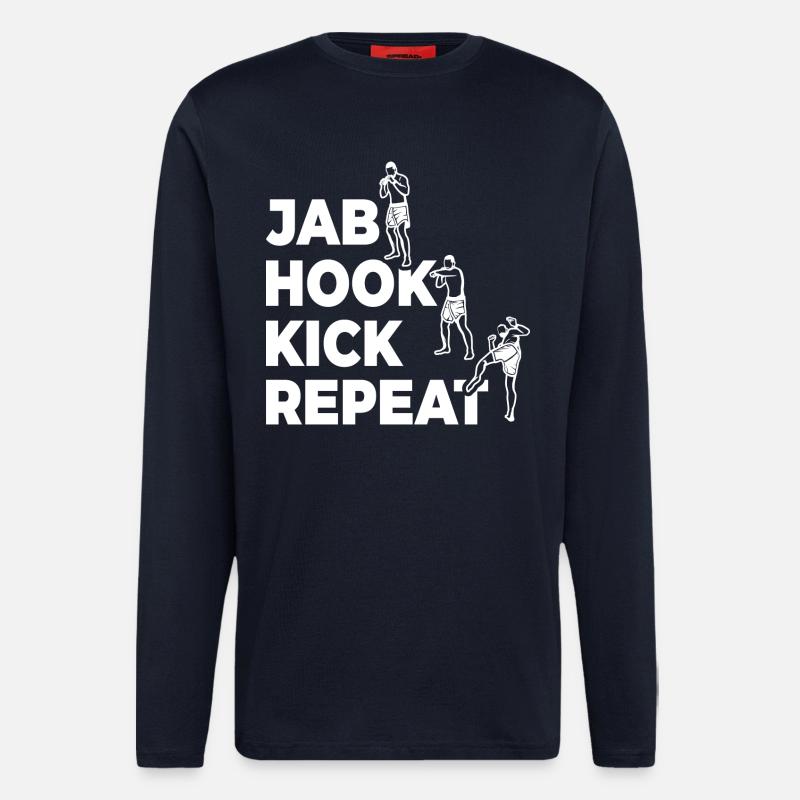 Jab Hook Kick Wiederholen - Langarmshirt - made by SPREAD - DARK NAVY
