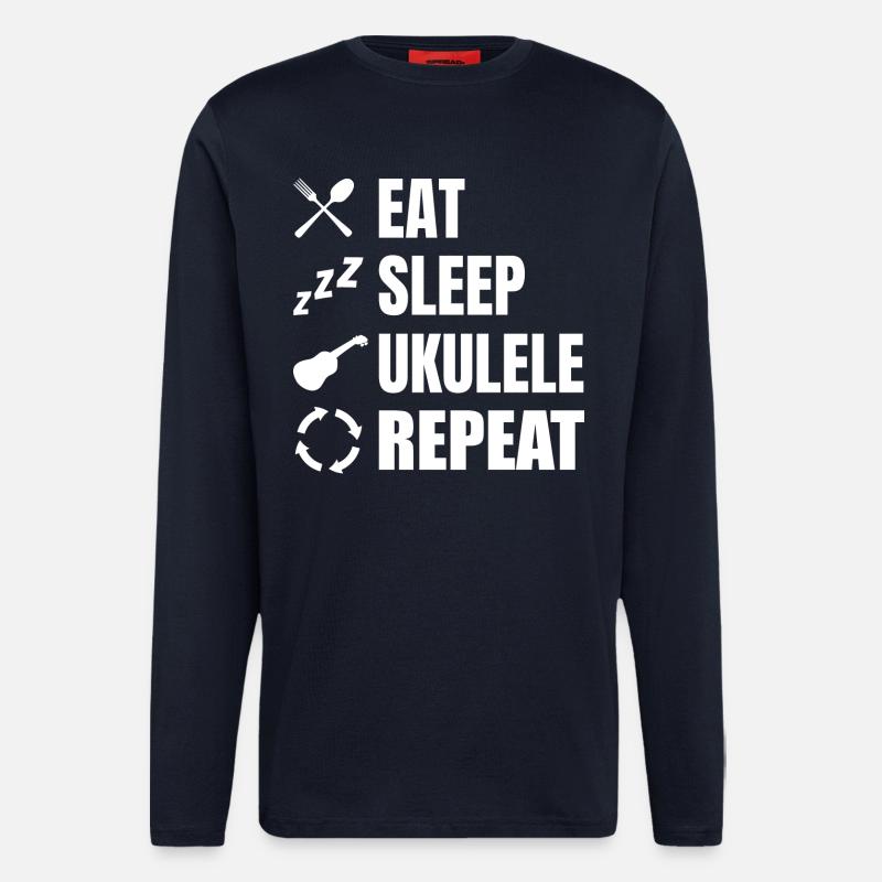 Eat Sleep Ukulele Repeat - Longsleeve - made by SPREAD  - DARK NAVY