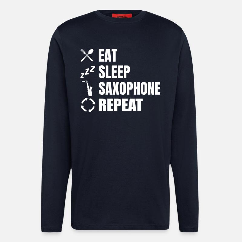 Eat Sleep Saxophone Repeat - Longsleeve - made by SPREAD - DARK NAVY