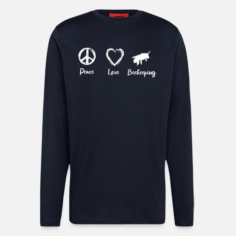 Peace Love Beekeeping - Langarmshirt - made by SPREAD - DARK NAVY