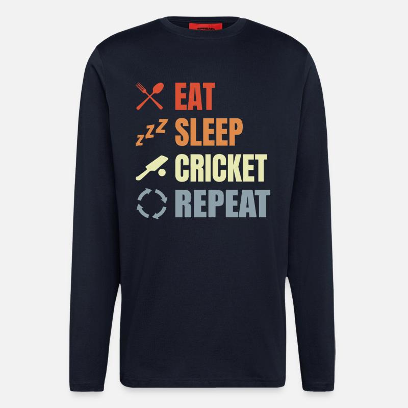 Manger Sommeil Cricket Répéter - Manches longues bio décontracté fabriqué en UE - DARK NAVY
