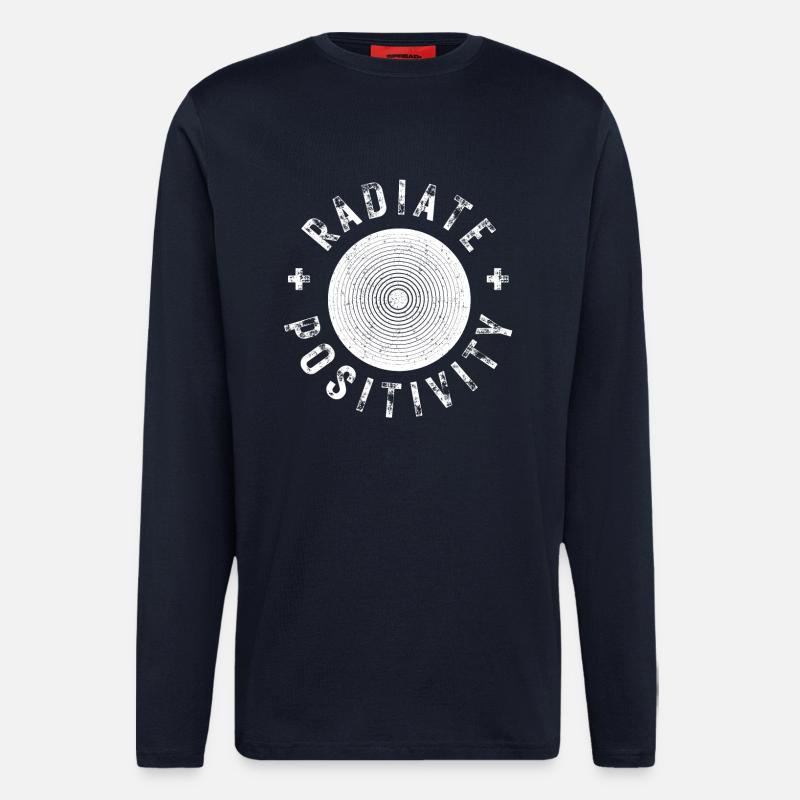Exuding positivity modern distressed style - Longsleeve - made by SPREAD - DARK NAVY