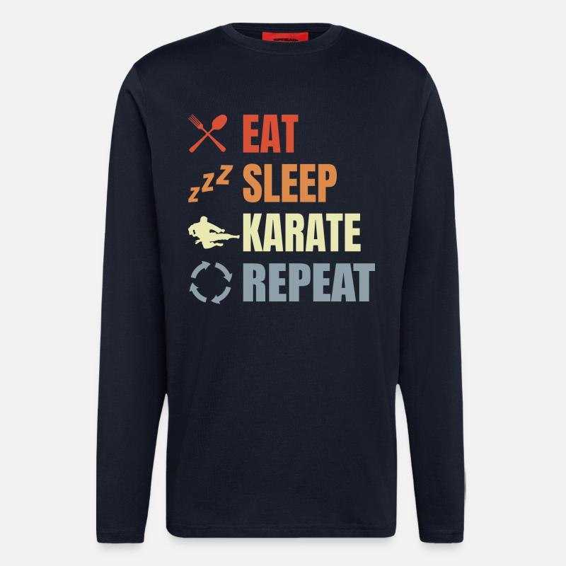 Eating, sleeping, repeating karate - Longsleeve - made by SPREAD  - DARK NAVY