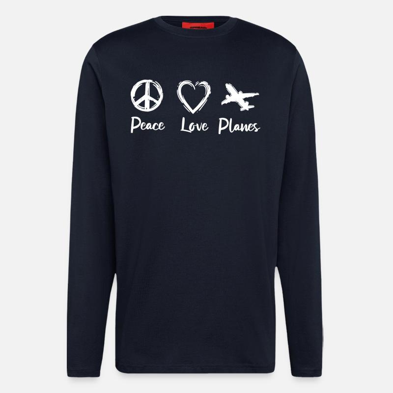 Peace Love Planes - Langarmshirt - made by SPREAD - DARK NAVY