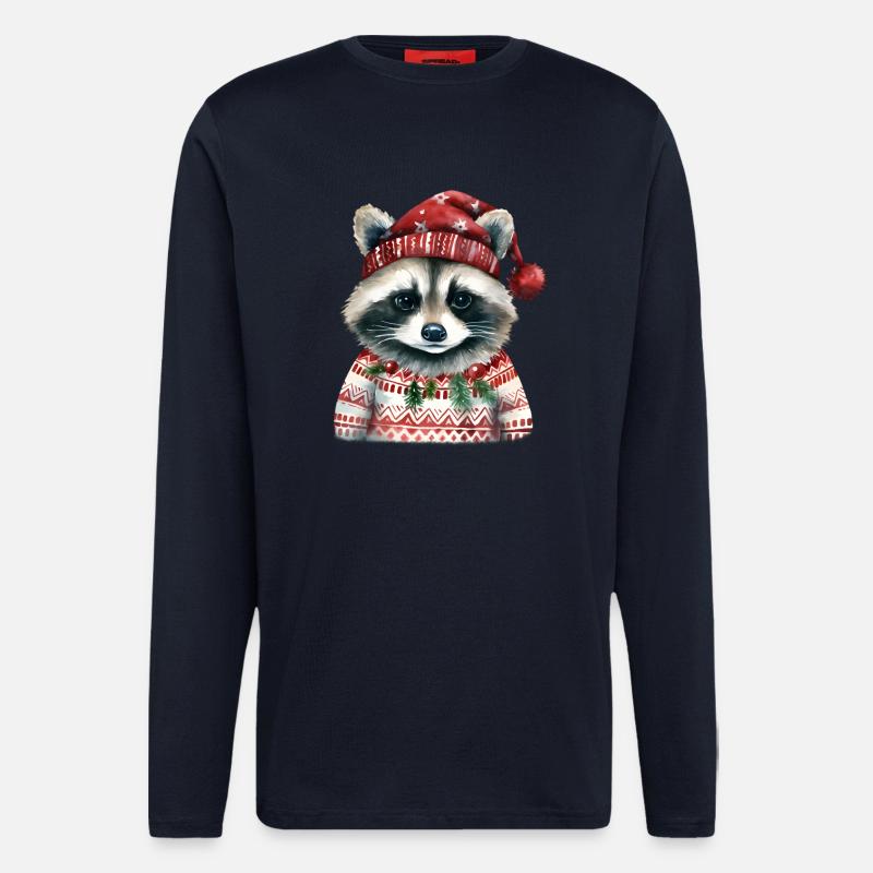 Herr Waschbär im Norweger-Pulli - Langarmshirt - made by SPREAD - DARK NAVY