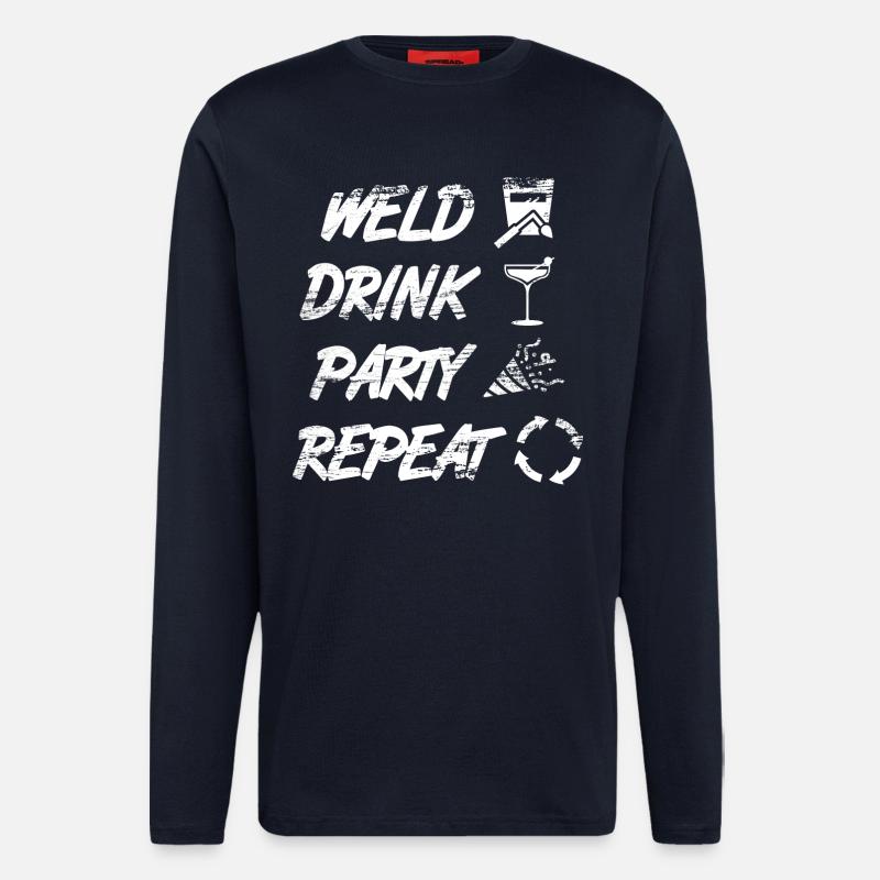 welding, drinking, celebrating, repeating - Longsleeve - made by SPREAD - DARK NAVY