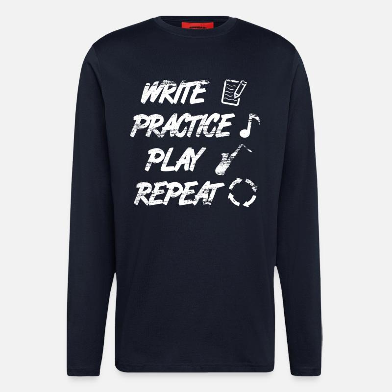 Motivierender Saxophon Spruch - Langarmshirt - made by SPREAD  - DARK NAVY