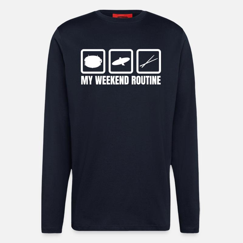 Routine du week-end du batteur - Manches longues bio décontracté fabriqué en UE - DARK NAVY
