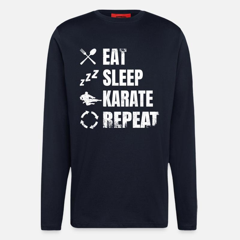 Manger Sommeil Karaté Répéter - Manches longues bio décontracté fabriqué en UE - DARK NAVY