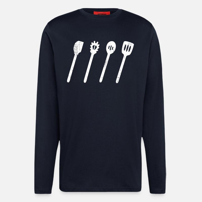 Wooden Spoon Set Drawing - Longsleeve - made by SPREAD  - DARK NAVY