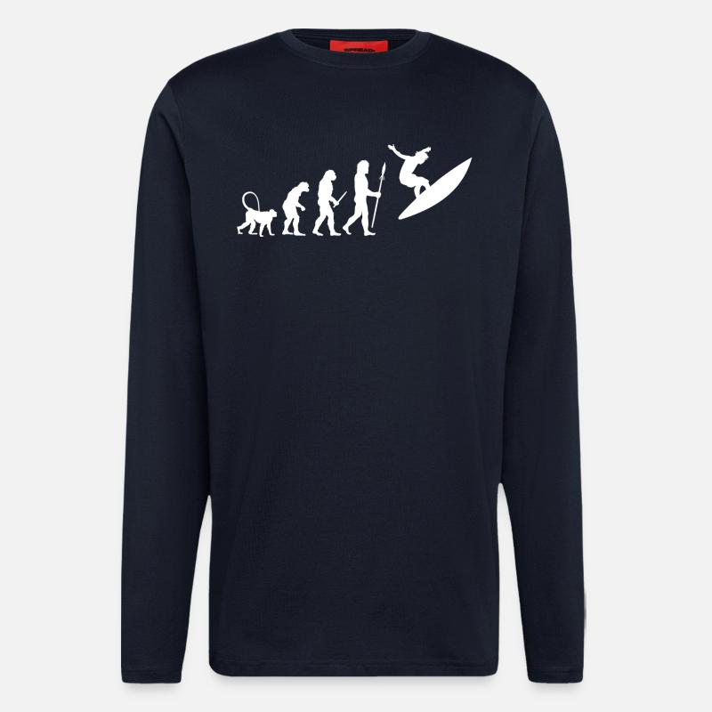 Évolution du surf - Manches longues bio décontracté fabriqué en UE - DARK NAVY
