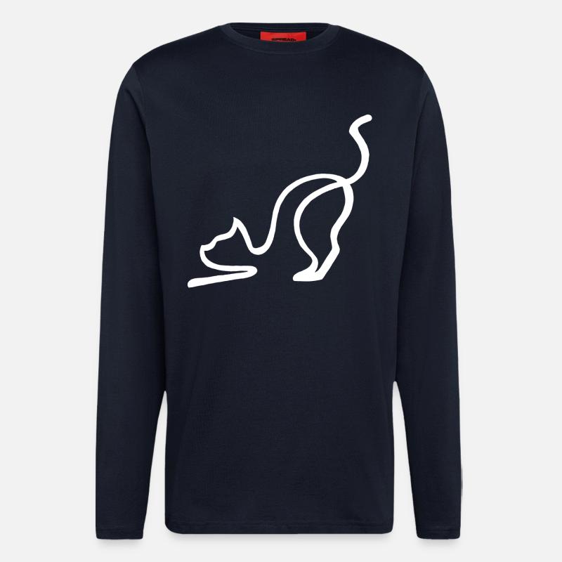 Weiße Katze Equisse - Langarmshirt - made by SPREAD - DARK NAVY