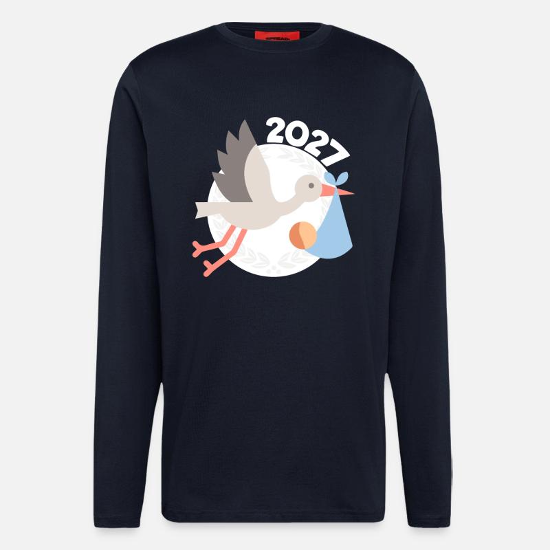Storch mit Baby 2027 - Langarmshirt - made by SPREAD - DARK NAVY