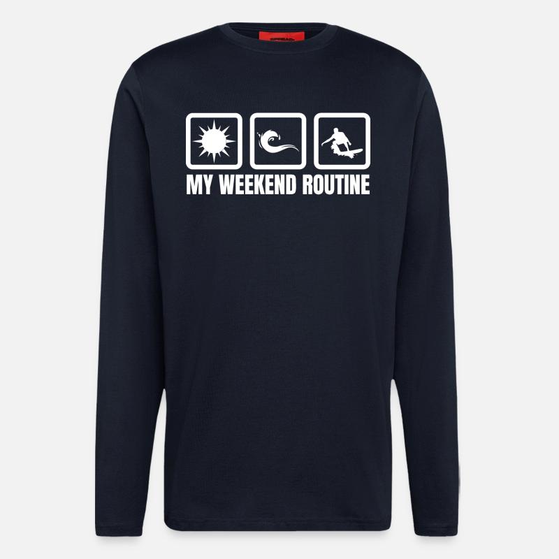 Ma routine du week-end - Manches longues bio décontracté fabriqué en UE - DARK NAVY