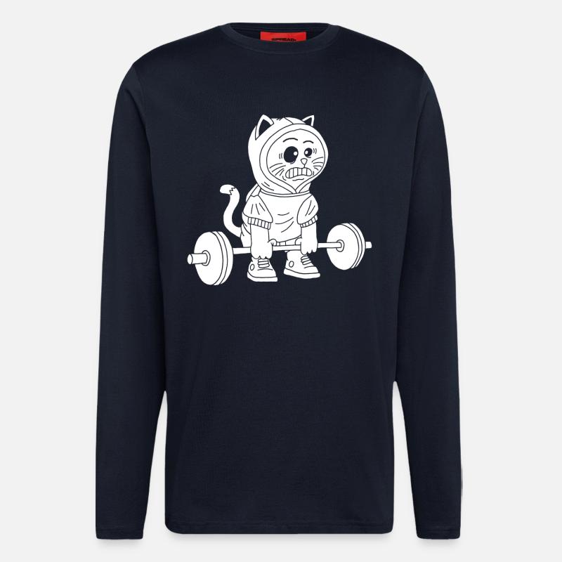 La puissance du chaton blanc - Manches longues bio décontracté fabriqué en UE - DARK NAVY