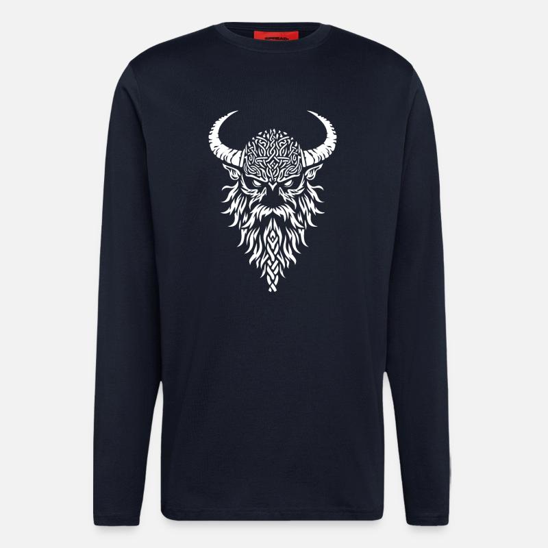 Wikinger-Kriegerkopf - Langarmshirt - made by SPREAD  - DARK NAVY