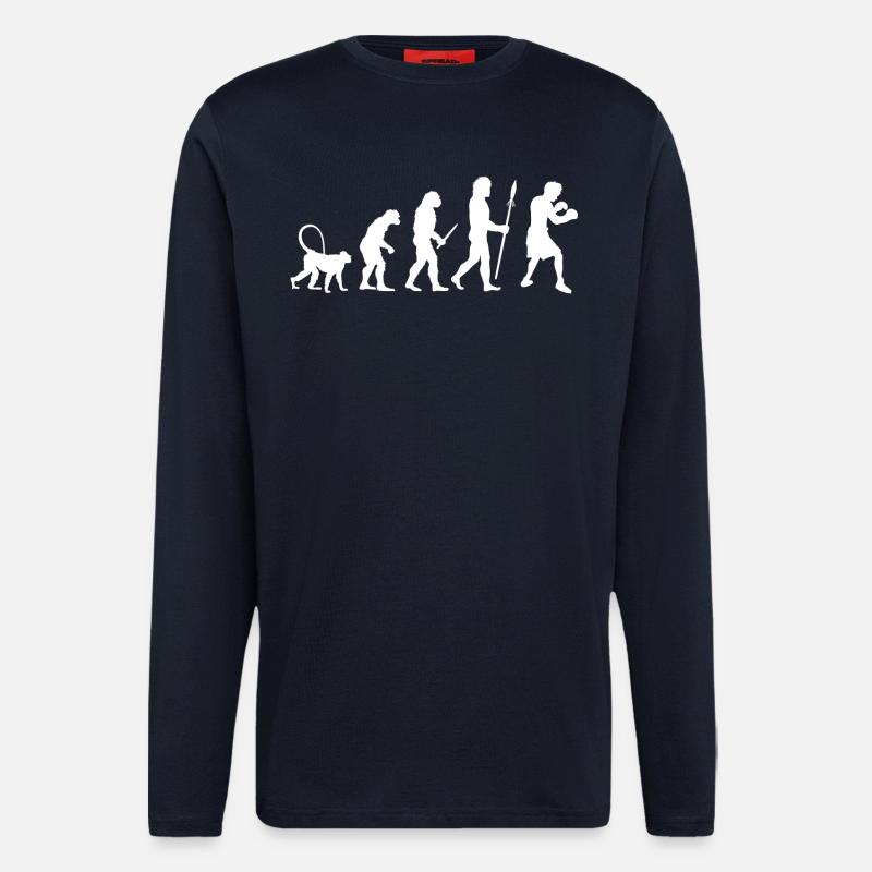 Évolution de la boxe - Manches longues bio décontracté fabriqué en UE - DARK NAVY