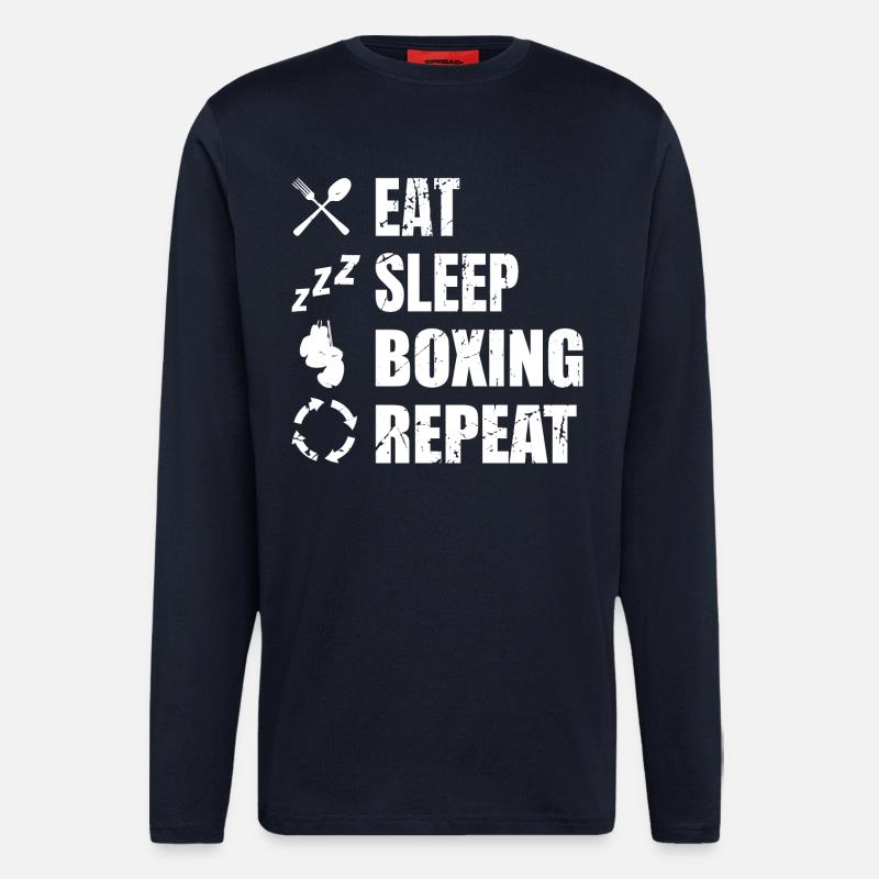 Eat Sleep Boxing Repeat - Longsleeve - made by SPREAD - DARK NAVY