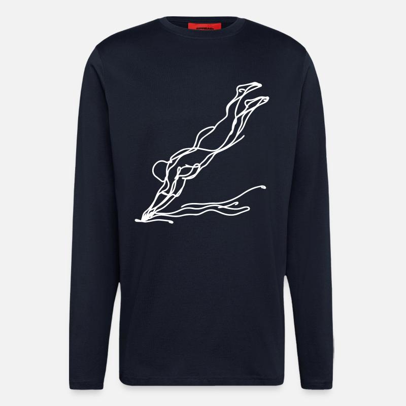 Schwimmer Mädchen Skizze - Langarmshirt - made by SPREAD  - DARK NAVY