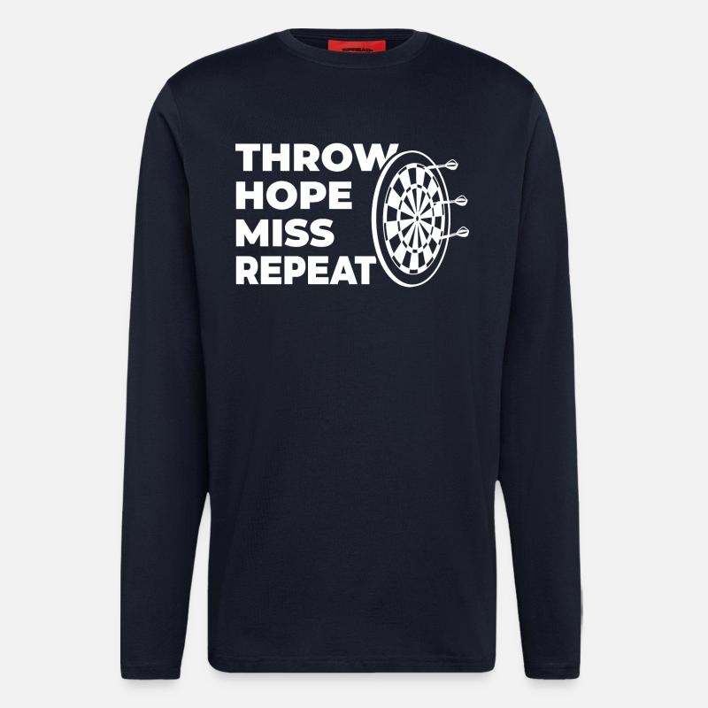 lancer, espérer, manquer, répéter - Manches longues bio décontracté fabriqué en UE - DARK NAVY