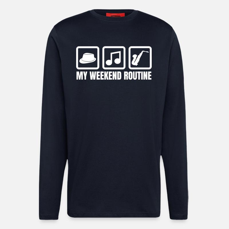 Ma routine du week-end - Manches longues bio décontracté fabriqué en UE - DARK NAVY
