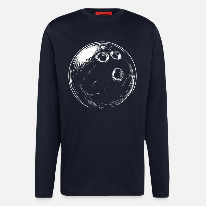 Dessin de boule de bowling - Manches longues bio décontracté fabriqué en UE - DARK NAVY