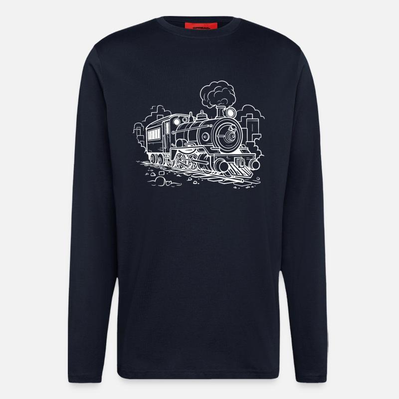 Dampflokomotive - Langarmshirt - made by SPREAD  - DARK NAVY