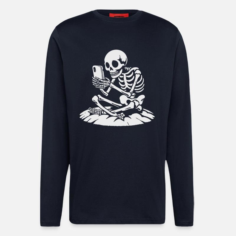 Skeleton Selfie in Moonlight - Longsleeve - made by SPREAD - DARK NAVY