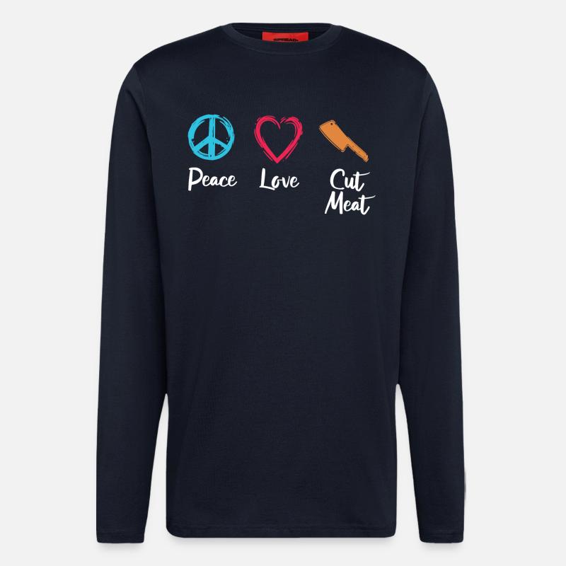 Frieden Liebe Fleisch schneiden - Langarmshirt - made by SPREAD  - DARK NAVY