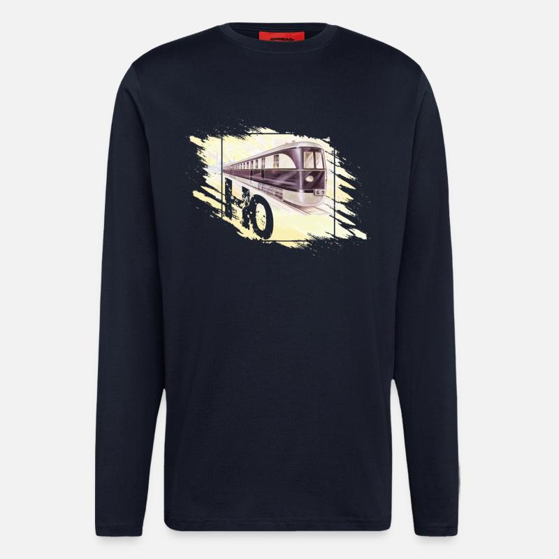 Modellbahn Spur H0 Design - Langarmshirt - made by SPREAD  - DARK NAVY