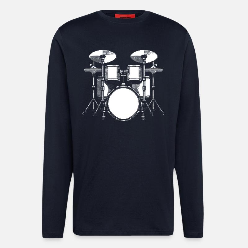 Graphiques de batterie - Manches longues bio décontracté fabriqué en UE - DARK NAVY