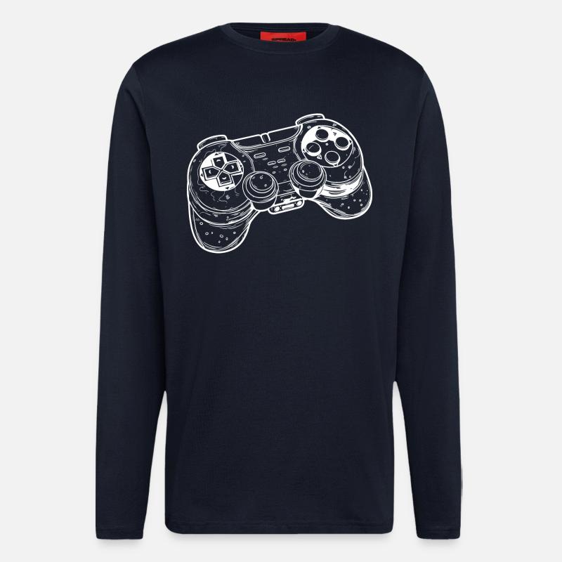 Video Game Controller Drawing - Longsleeve - made by SPREAD  - DARK NAVY