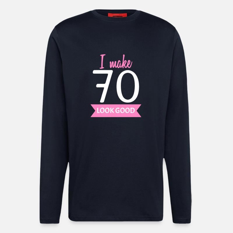 70 ans de grand-mère - Manches longues bio décontracté fabriqué en UE - DARK NAVY
