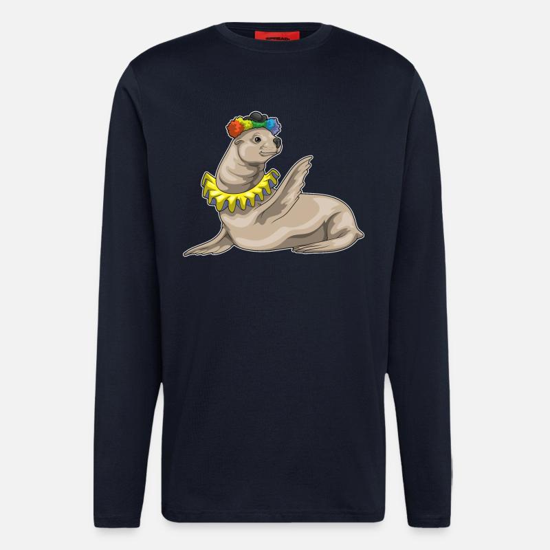Clown du phoque - Manches longues bio décontracté fabriqué en UE - DARK NAVY