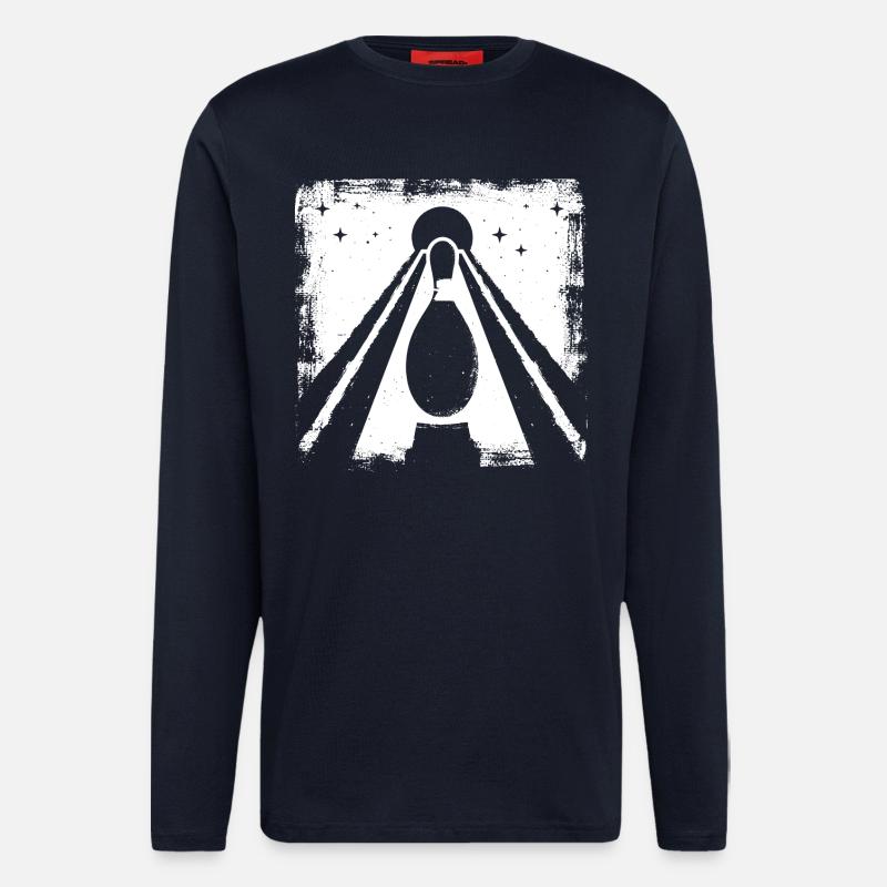 Graphique de quilles de bowling - Manches longues bio décontracté fabriqué en UE - DARK NAVY