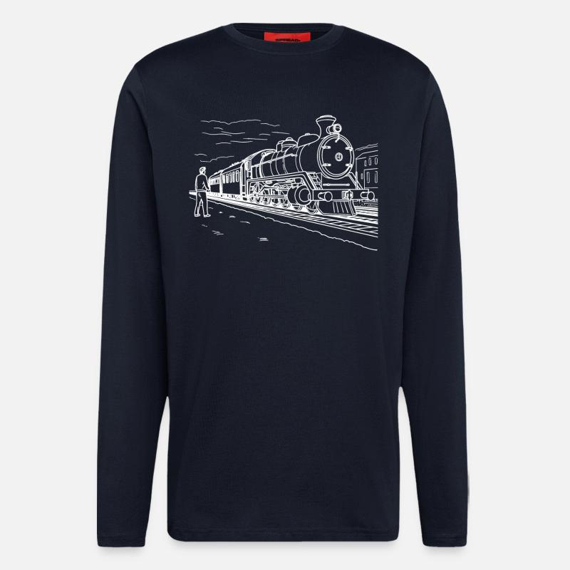 Train Lover Drawing - Longsleeve - made by SPREAD  - DARK NAVY