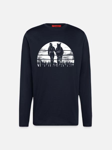 Fille de cheval - Manches longues bio décontracté fabriqué en UE - DARK NAVY