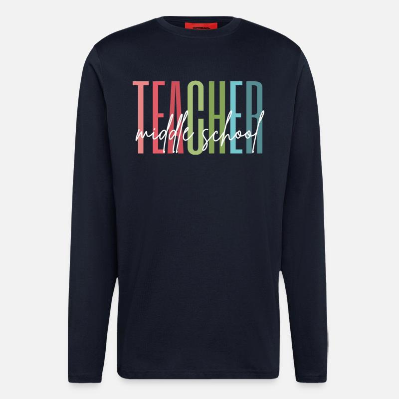 Cadeau d’enseignant de collège - Manches longues bio décontracté fabriqué en UE - DARK NAVY