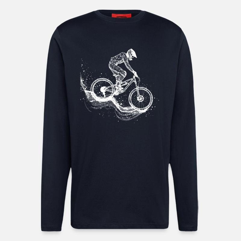 Mountain Biking Drawing - Longsleeve - made by SPREAD  - DARK NAVY