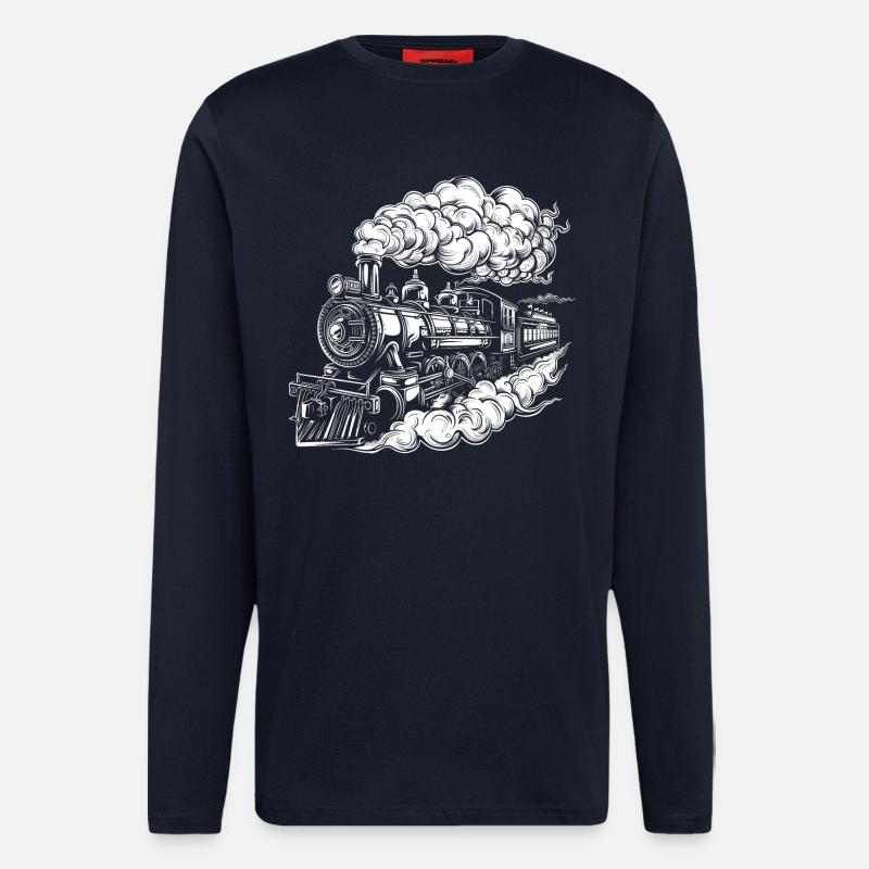 Dampflokomotive Grafik - Langarmshirt - made by SPREAD - DARK NAVY