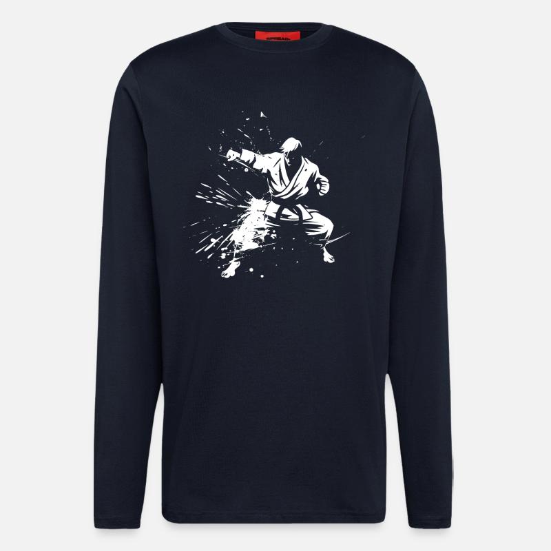 Karate Junge Zeichnung - Langarmshirt - made by SPREAD  - DARK NAVY