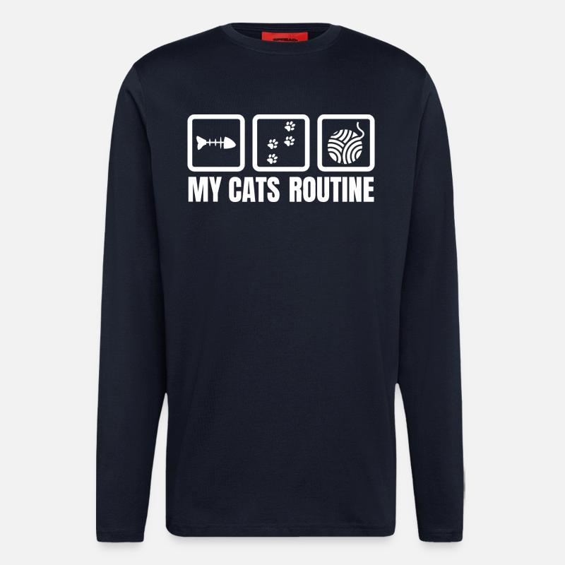 Routine meiner Katze - Langarmshirt - made by SPREAD  - DARK NAVY
