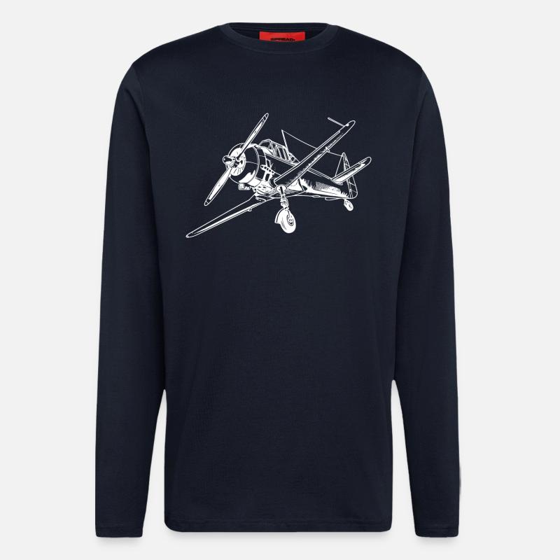 Propeller Flugzeug Zeichnung - Langarmshirt - made by SPREAD  - DARK NAVY