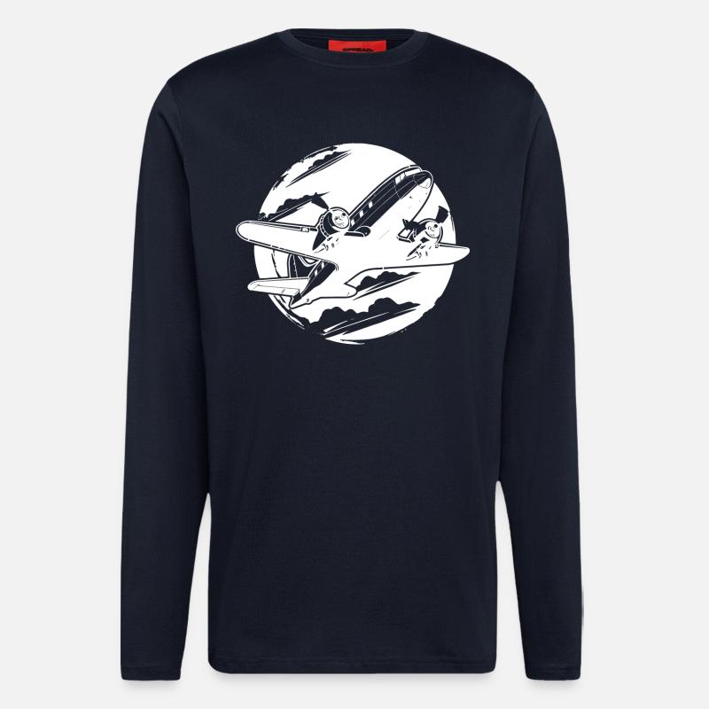 Flugzeug Zeichnung - Langarmshirt - made by SPREAD - DARK NAVY