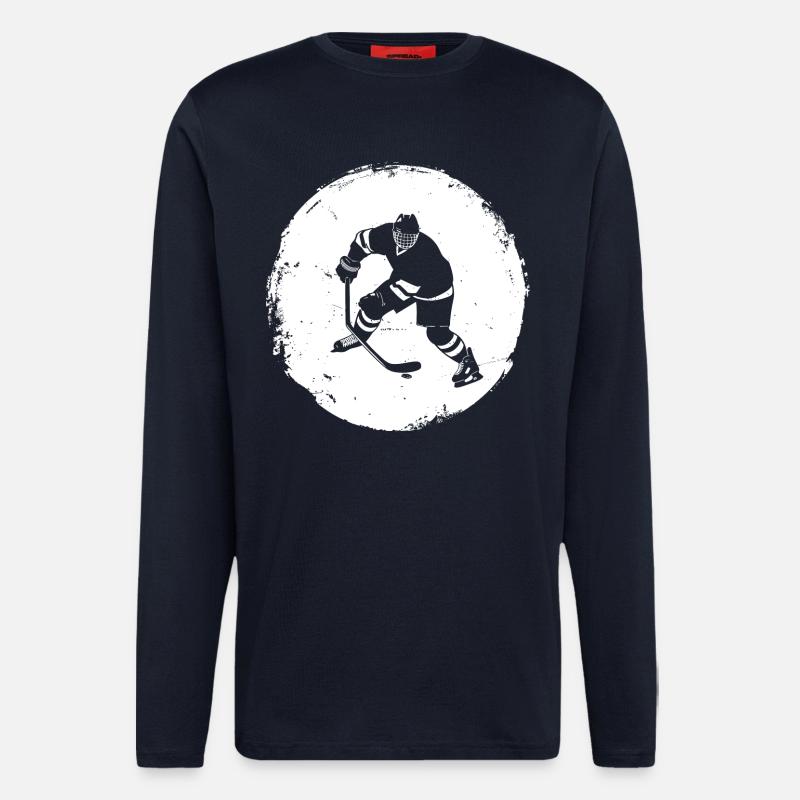 Ice Hockey Player Drawing - Longsleeve - made by SPREAD  - DARK NAVY